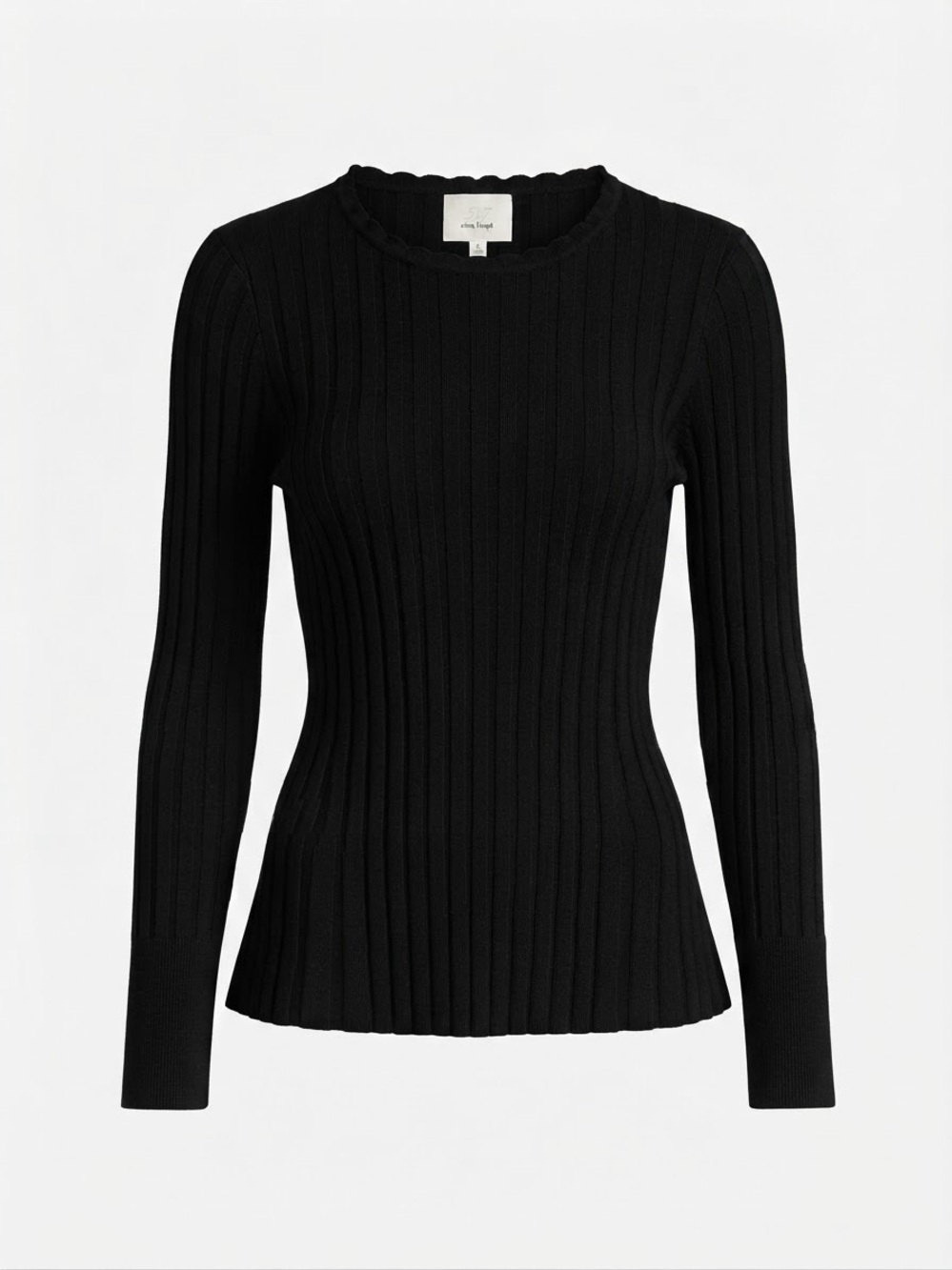 Cinq a Sept Ribbed Sweater size Small Black Stretch
